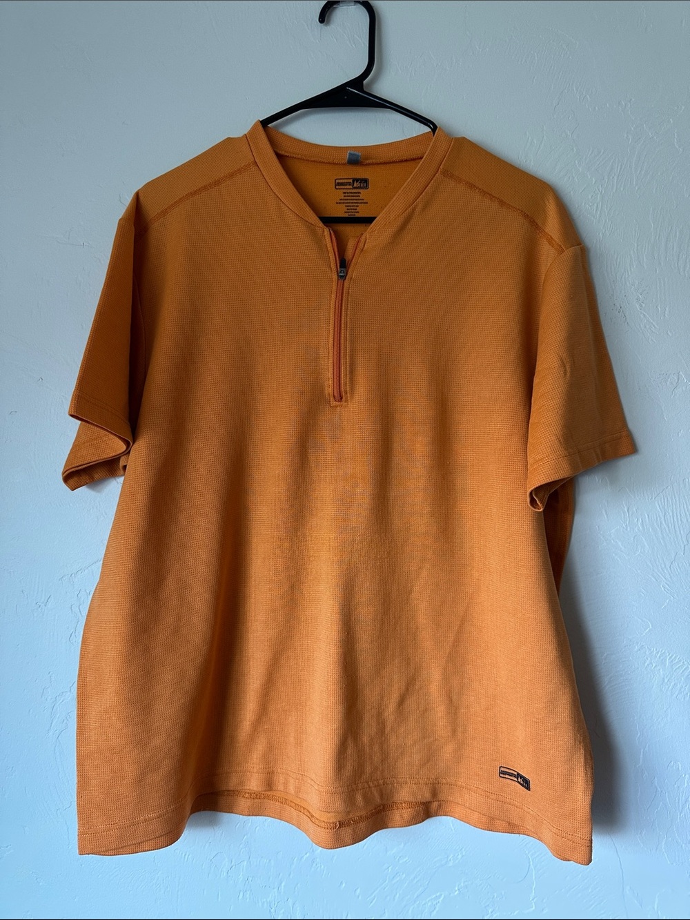 Men's Short Sleeve Zip Shirt - Orange